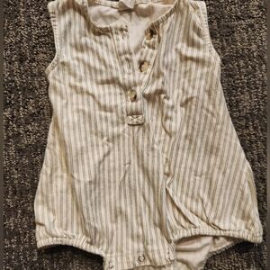 Kate Quinn Cream and Gray Striped Kids One Piece